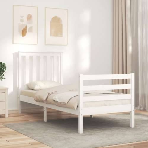Okvir kreveta s uzglavljem bijeli mali od masivnog drva - Bijela 75 x 190 cm Cijena