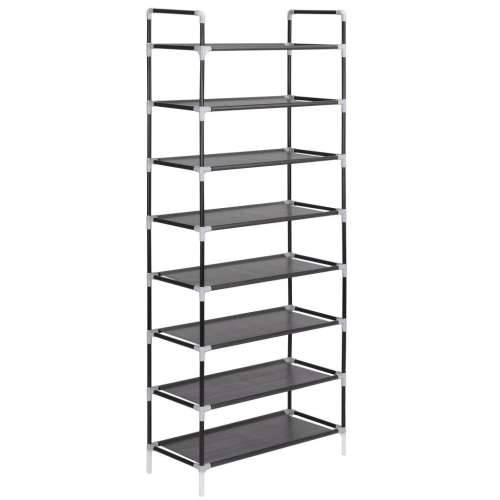 Stalak za cipele s 8 polica od metala i netkane tkanine crni - Crna 60 x 28 x 140 cm 1 Cijena