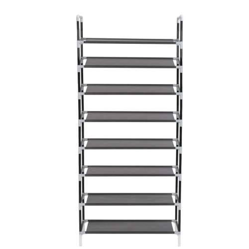 Stalak za cipele s 8 polica od metala i netkane tkanine crni - Crna 60 x 28 x 140 cm 1 Cijena