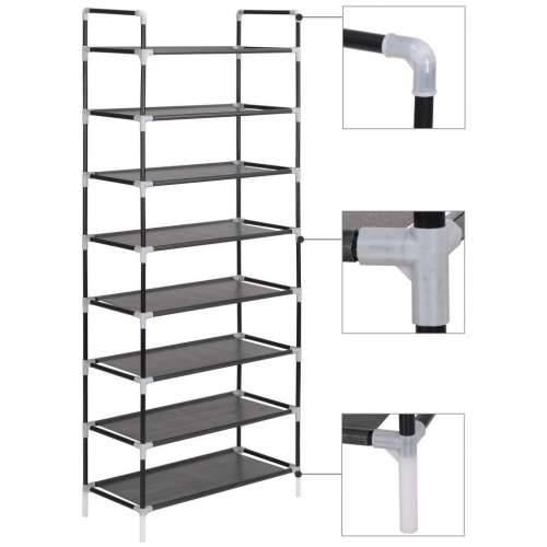 Stalak za cipele s 8 polica od metala i netkane tkanine crni - Crna 60 x 28 x 140 cm 1 Cijena
