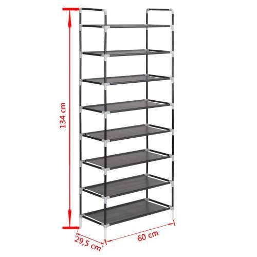 Stalak za cipele s 8 polica od metala i netkane tkanine crni - Crna 60 x 28 x 140 cm 1 Cijena