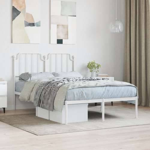 Metalni okvir za krevet s uzglavljem bijeli 120 x 190 cm - Bijela 120 x 190 cm s uzglavljem Cijena