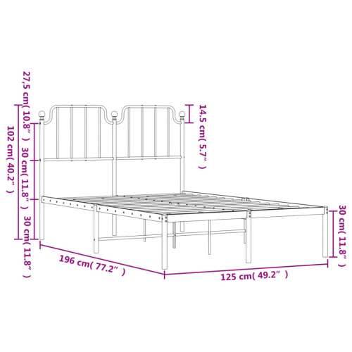 Metalni okvir za krevet s uzglavljem bijeli 120 x 190 cm - Bijela 120 x 190 cm s uzglavljem Cijena