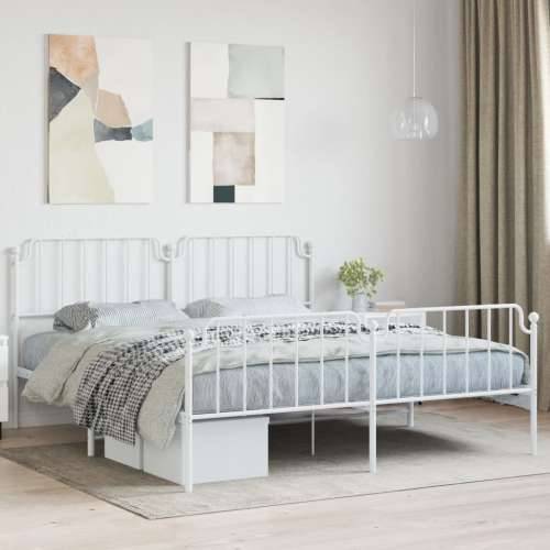 Metalni okvir kreveta uzglavlje i podnožje bijeli 183x213 cm - Bijela 183 x 213 cm s uzglavljem i podnožjem Cijena