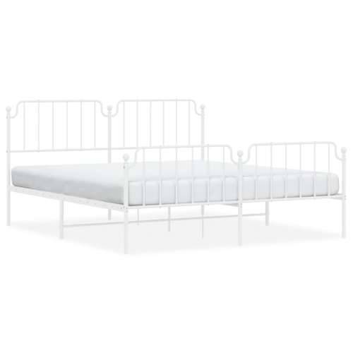 Metalni okvir kreveta uzglavlje i podnožje bijeli 183x213 cm - Bijela 183 x 213 cm s uzglavljem i podnožjem Cijena