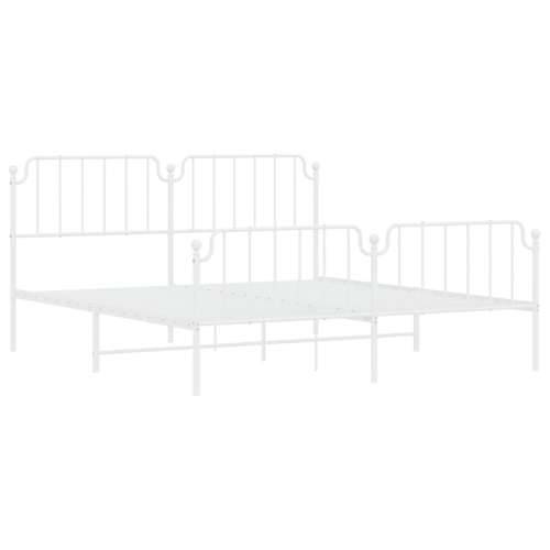 Metalni okvir kreveta uzglavlje i podnožje bijeli 183x213 cm - Bijela 183 x 213 cm s uzglavljem i podnožjem Cijena