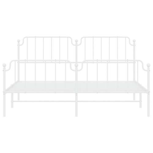 Metalni okvir kreveta uzglavlje i podnožje bijeli 183x213 cm - Bijela 183 x 213 cm s uzglavljem i podnožjem Cijena