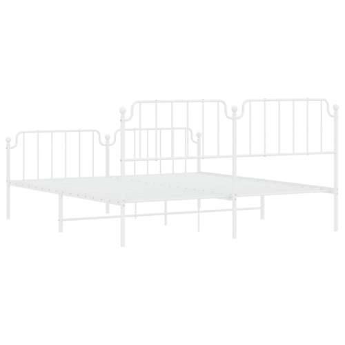 Metalni okvir kreveta uzglavlje i podnožje bijeli 183x213 cm - Bijela 183 x 213 cm s uzglavljem i podnožjem Cijena