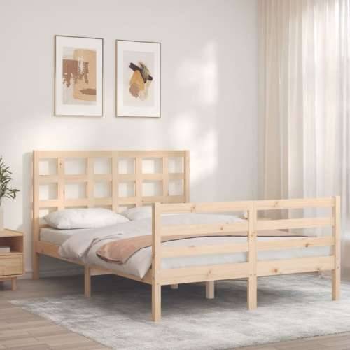 Okvir kreveta s uzglavljem 140 x 190 cm od masivnog drva - Prirodna 140 x 190 cm Cijena