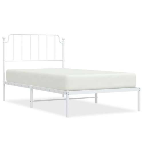 Metalni okvir za krevet s uzglavljem bijeli 100x190 cm - Bijela 100 x 190 cm s uzglavljem Cijena