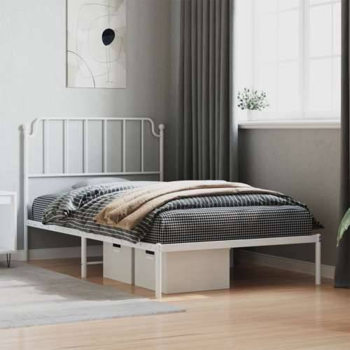 Metalni okvir za krevet s uzglavljem bijeli 107x203 cm - Bijela 107 x 203 cm s uzglavljem Cijena