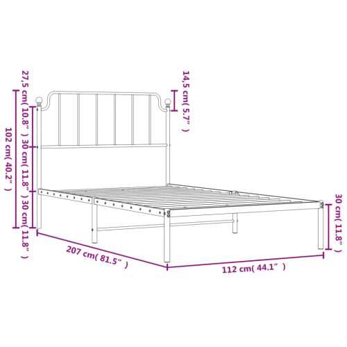 Metalni okvir za krevet s uzglavljem bijeli 107x203 cm - Bijela 107 x 203 cm s uzglavljem Cijena