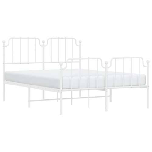 Metalni okvir kreveta uzglavlje i podnožje bijeli 135 x 190 cm - Bijela 135 x 190 cm s uzglavljem i podnožjem Cijena