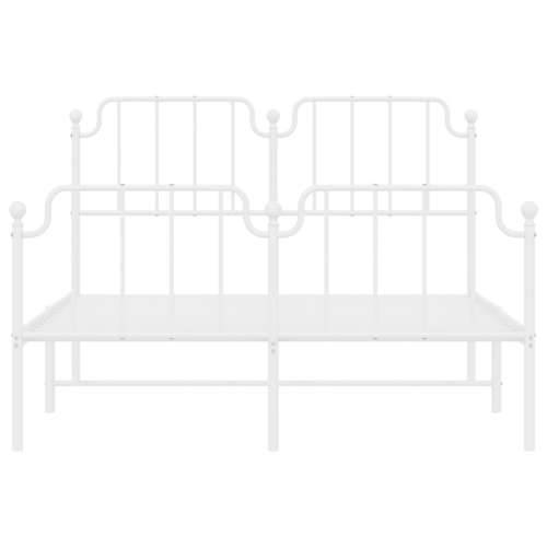 Metalni okvir kreveta uzglavlje i podnožje bijeli 135 x 190 cm - Bijela 135 x 190 cm s uzglavljem i podnožjem Cijena