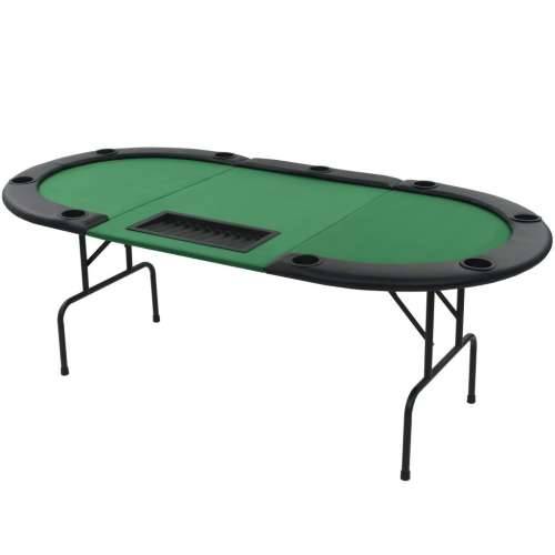 Sklopivi trodijelni stol za poker za 9 igrača ovalni zeleni  Cijena
