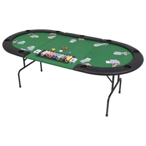 Sklopivi trodijelni stol za poker za 9 igrača ovalni zeleni