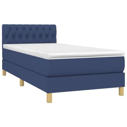Krevet s oprugama i madracem plavi 80x200 cm od tkanine - Plava 80 x 200 cm Dizajn s gumbima Cijena