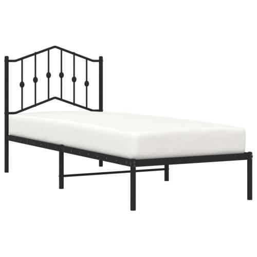 Metalni okvir za krevet s uzglavljem crni 80x200 cm - Crna 80 x 200 cm s uzglavljem Cijena