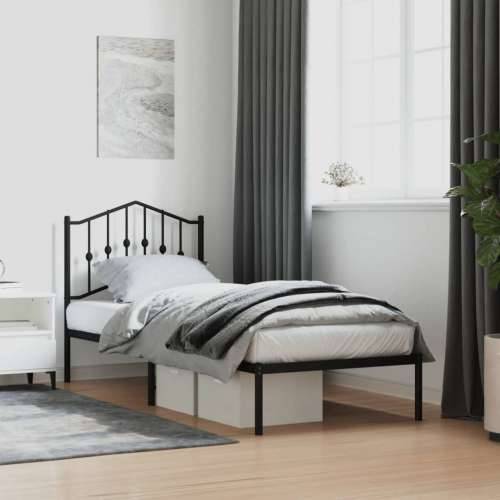 Metalni okvir za krevet s uzglavljem crni 90x200 cm - Crna 90 x 200 cm s uzglavljem Cijena