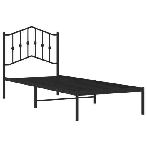 Metalni okvir za krevet s uzglavljem crni 90x200 cm - Crna 90 x 200 cm s uzglavljem Cijena
