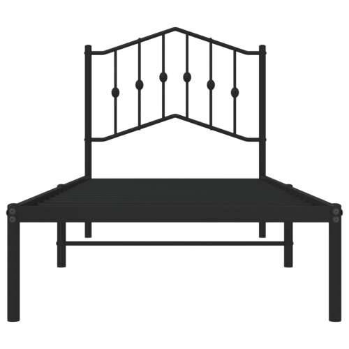 Metalni okvir za krevet s uzglavljem crni 90x200 cm - Crna 90 x 200 cm s uzglavljem Cijena