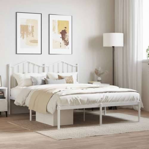 Metalni okvir za krevet s uzglavljem bijeli 140 x 190 cm - Bijela 140 x 190 cm s uzglavljem Cijena