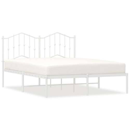 Metalni okvir za krevet s uzglavljem bijeli 140 x 190 cm - Bijela 140 x 190 cm s uzglavljem Cijena