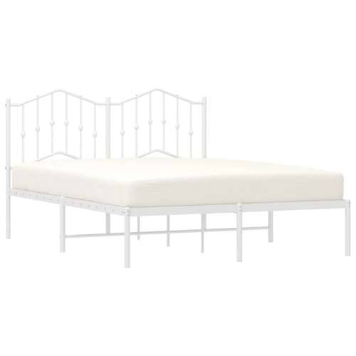 Metalni okvir za krevet s uzglavljem bijeli 140 x 190 cm - Bijela 140 x 190 cm s uzglavljem Cijena