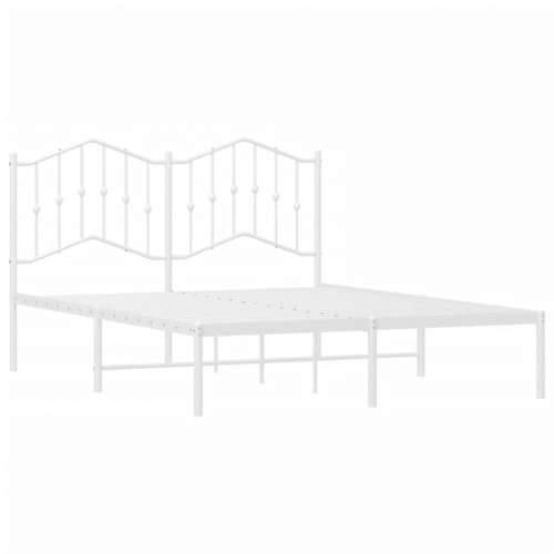 Metalni okvir za krevet s uzglavljem bijeli 140 x 190 cm - Bijela 140 x 190 cm s uzglavljem Cijena