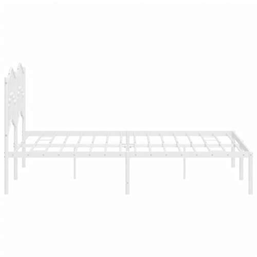 Metalni okvir za krevet s uzglavljem bijeli 140 x 190 cm - Bijela 140 x 190 cm s uzglavljem Cijena