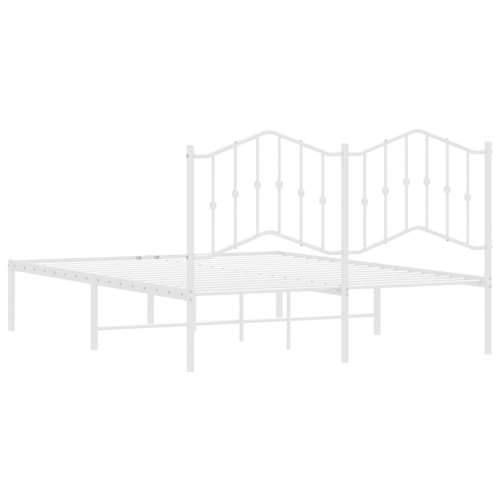 Metalni okvir za krevet s uzglavljem bijeli 140 x 190 cm - Bijela 140 x 190 cm s uzglavljem Cijena