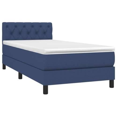 Krevet box spring s madracem LED plavi 80 x 200 cm od tkanine - Plava 80 x 200 cm Dizajn s gumbima Cijena