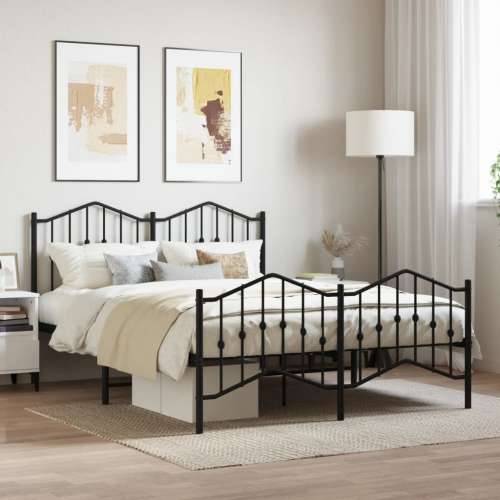 Metalni okvir kreveta s uzglavljem i podnožjem crni 150x200 cm Cijena