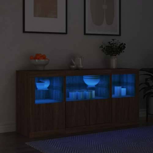 Komoda s LED svjetlima smeđa boja hrasta 142,5x37x67 cm - Smeđi hrast 1 Cijena