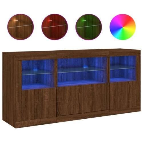 Komoda s LED svjetlima smeđa boja hrasta 142,5x37x67 cm - Smeđi hrast 1 Cijena