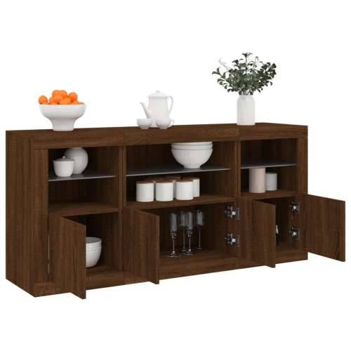 Komoda s LED svjetlima smeđa boja hrasta 142,5x37x67 cm - Smeđi hrast 1 Cijena