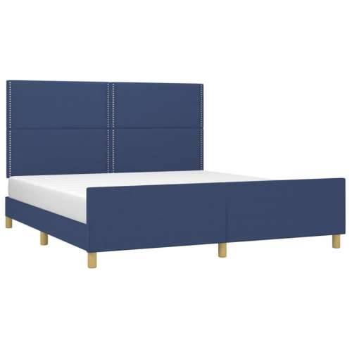 Okvir za krevet bez madraca plavi 180x200 cm od tkanine - Plava 180 x 200 cm Obično s čavlima Cijena