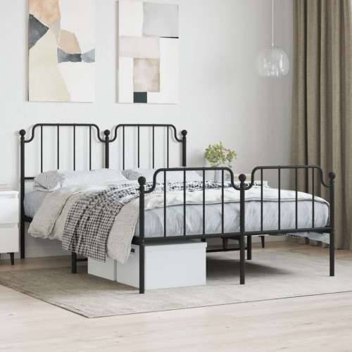 Metalni okvir kreveta s uzglavljem i podnožjem crni 135x190 cm Cijena
