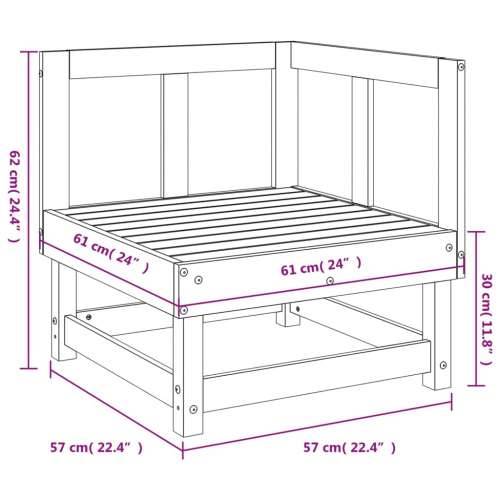 Kutna vrtna sofa siva od masivne borovine - Siva boja bora 1 kutna sofa Cijena