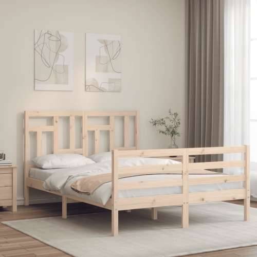 Okvir kreveta s uzglavljem 140 x 190 cm od masivnog drva - Prirodna 140 x 190 cm Cijena