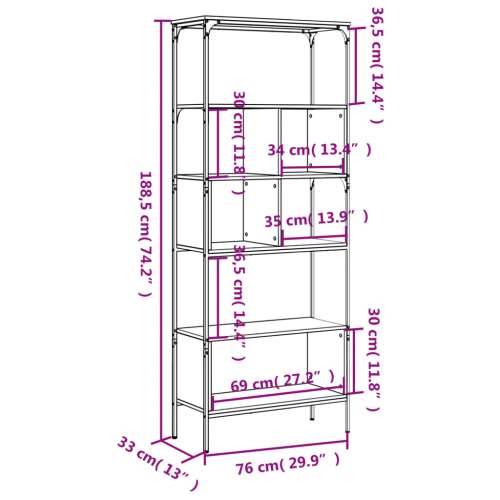Regal za knjige s 5 razina boja hrasta 76x33x188,5 cm drveni sonoma hrast 1 Cijena