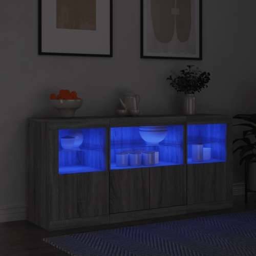 Komoda s LED svjetlima boja sivog hrasta 142,5x37x67 cm - Sivi hrast sonoma 1 Cijena