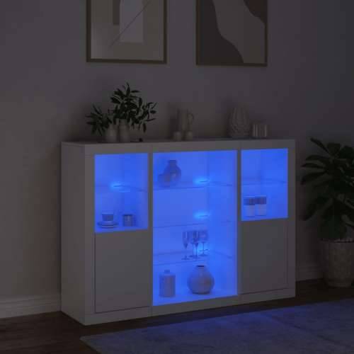 Komode s LED svjetlima 3 kom bijele od konstruiranog drva - Bijela 3 Cijena
