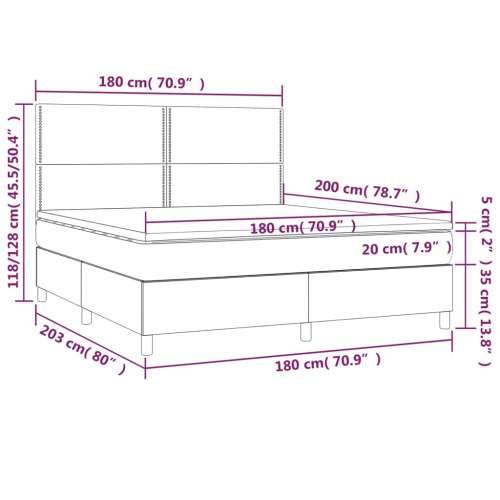 Krevet box spring s madracem LED plavi 180x200 cm od tkanine - Plava 180 x 200 cm Obično s čavlima Cijena