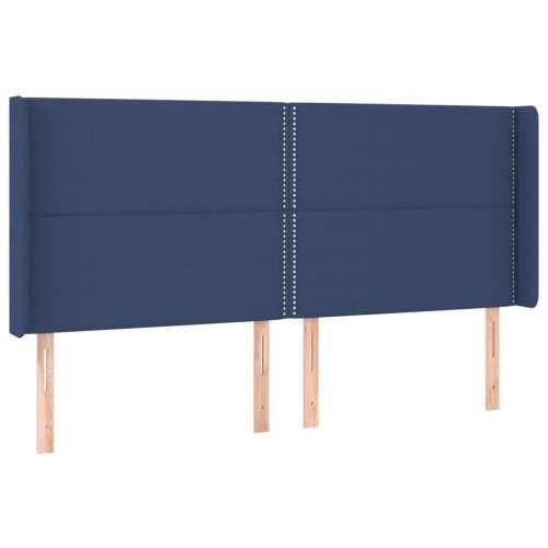 Krevet box spring s madracem LED plavi 180x200 cm od tkanine - Plava 180 x 200 cm Obično s čavlima Cijena