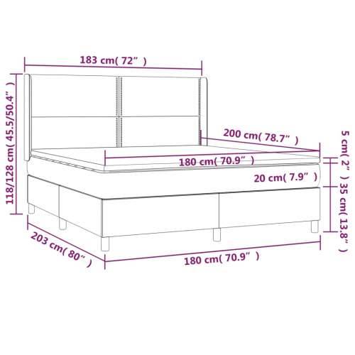Krevet box spring s madracem LED plavi 180x200 cm od tkanine - Plava 180 x 200 cm Obično s čavlima Cijena
