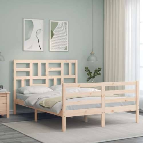 Okvir kreveta s uzglavljem 140 x 190 cm od masivnog drva - Prirodna 140 x 190 cm Cijena