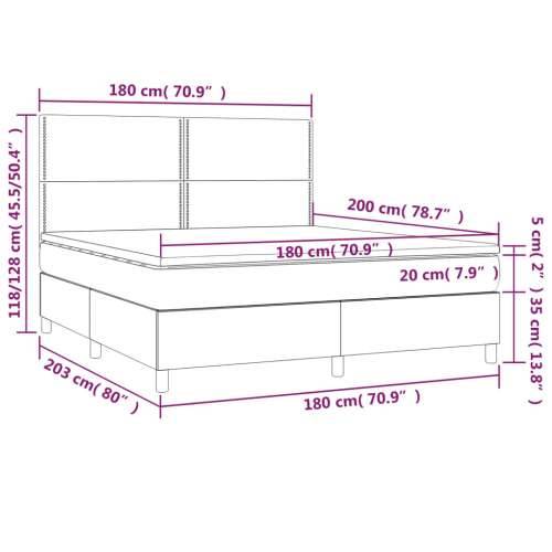 Krevet box spring s madracem LED plavi 180x200 cm od tkanine - Plava 180 x 200 cm Obično s čavlima Cijena