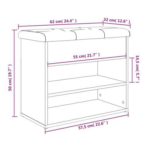 Klupa za cipele bijela 62x32x50 cm od konstruiranog drva - Bijela Cijena