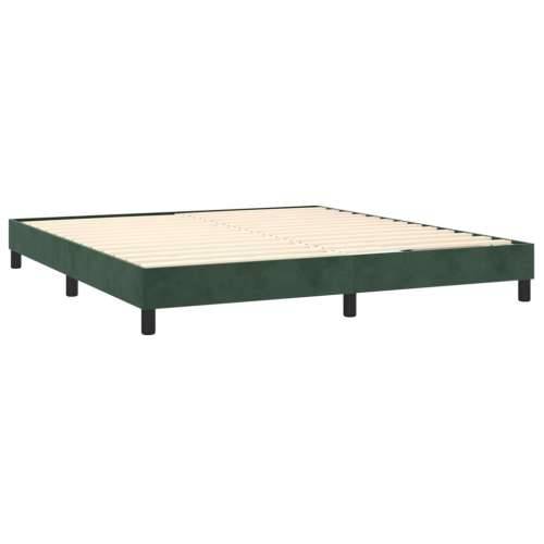 Krevet box spring s madracem LED tamnozeleni 160x200 cm baršun - Tamnozelena 160 x 200 cm Obično s čavlima Cijena